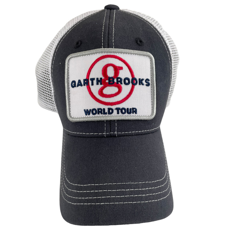 Garth Brooks Mens Mesh Snapback Adjustable Trucker Hat Black/white